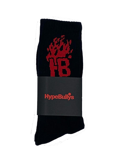 HB LOGO ON FLAMES SOCKS BLACK